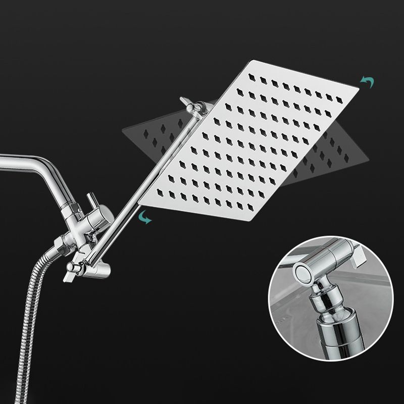 Lisslune | Silver Square Fixed Shower Head Modern Style Wall Mounted Shower Head