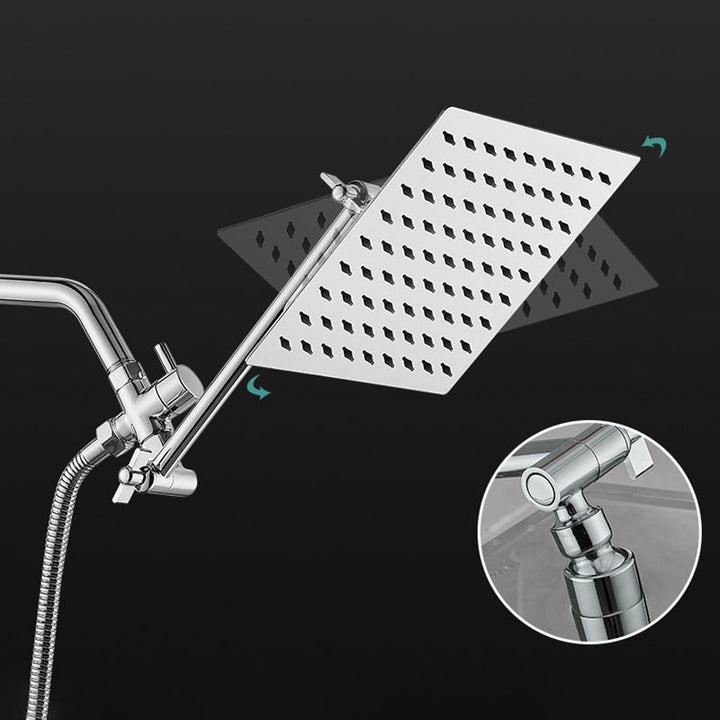 Lisslune | Silver Square Fixed Shower Head Modern Style Wall Mounted Shower Head