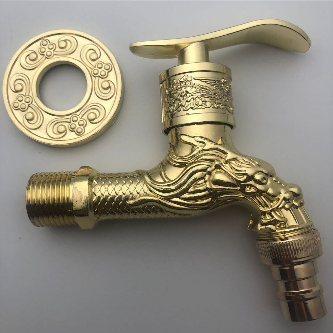 Lisslune | Vintage Classic Sink Faucet Zinc Single Handle Dragon Embossing Wall Mounted Faucet