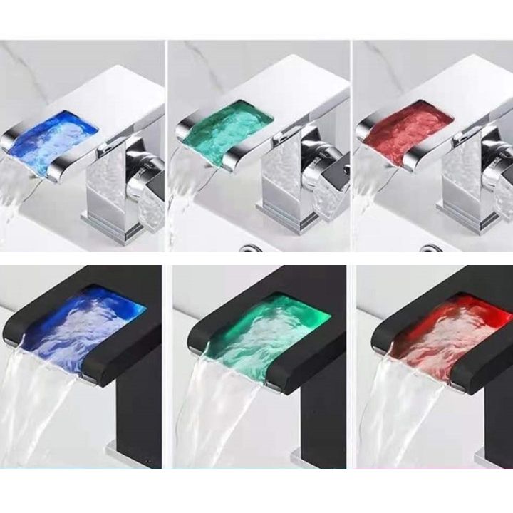 Lisslune | Single-Handle Sink Faucet 1-Hole Widely Used Bathroom Sink Faucet with LED Lighting