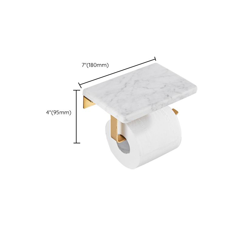 Lisslune | Brushed Brass Bathroom Accessory Set Metal & Marble Bathroom Hardware Set with Bath Shelf