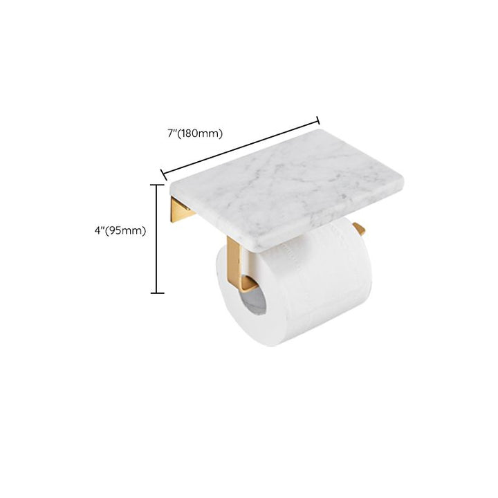 Lisslune | Brushed Brass Bathroom Accessory Set Metal & Marble Bathroom Hardware Set with Bath Shelf