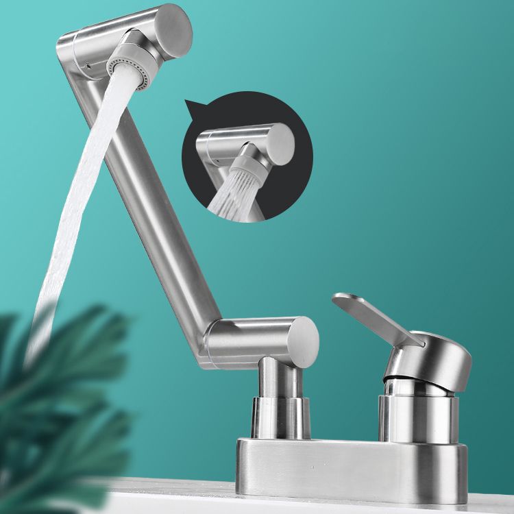 Lisslune | 2 holes sink faucet swivel stainless steel single handle central mount faucet