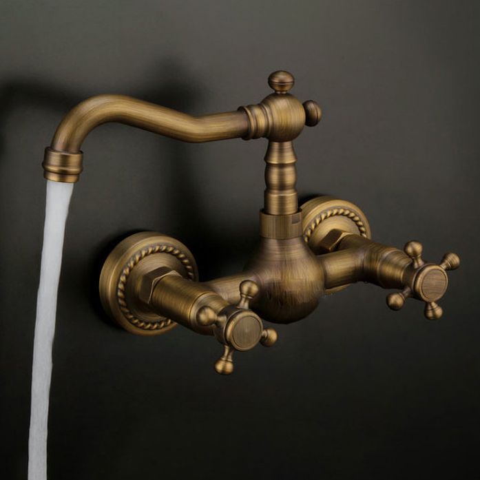 Lisslune | Traditional Wall-Mounted Copper Clawfoot Bathtub Faucet Trim Low Arc Clawfoot Bathtub Faucet