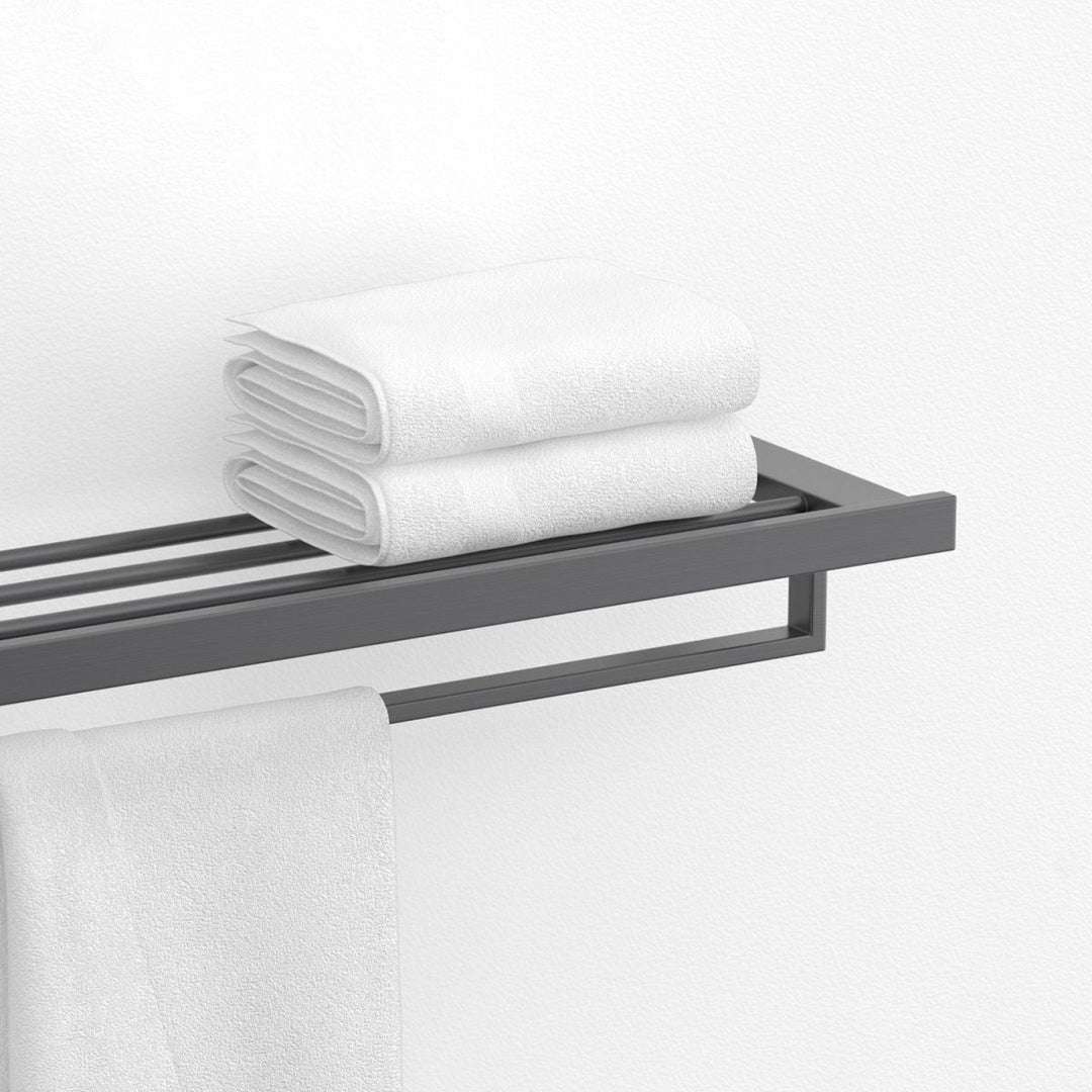 Lisslune | Gray contemporary bathroom accessory set Brushed gray bathroom shelf/paper holder/towel bar