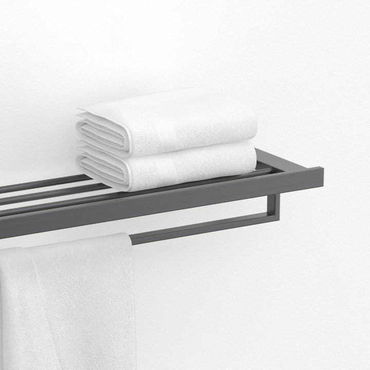 Lisslune | Gray contemporary bathroom accessory set Brushed gray bathroom shelf/paper holder/towel bar