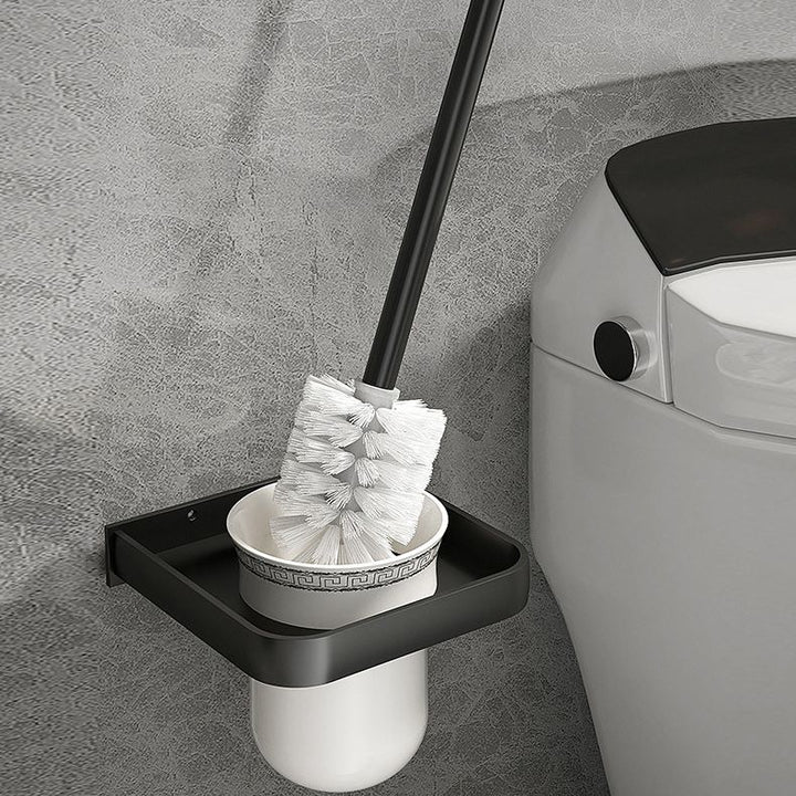 Lisslune | Modern Matte Black Bathroom Accessory Set with Bath Shelf/Towel Hook/Towel Bar