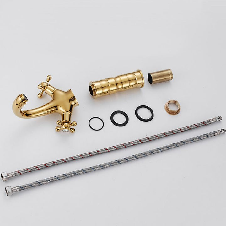 Lisslune | Centered Basin Faucet Single Hole Bathroom Faucet with 2 Cross Handles