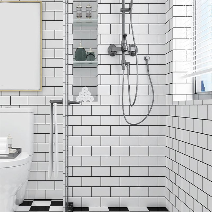 Lisslune | PVC Peel and Stick Tile 12" x 23" Rectangular Grid Waterproof Peel and Stick Tiles 10 Pack
