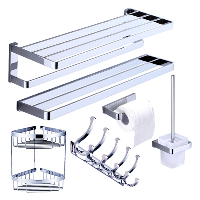 Lisslune | Chrome brass modern bathroom accessory set with towel bar/ ring/ paper holder & bathrobe hook