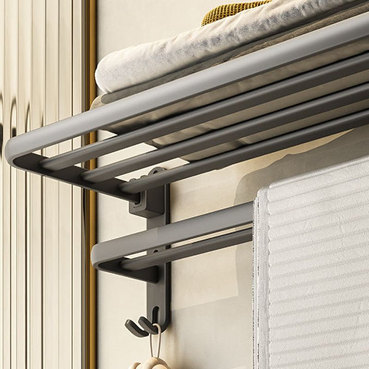 Lisslune | Contemporary Bathroom Accessory Set Gray Aluminum Bathroom Shelf/Towel Holder/Bathtub Hook