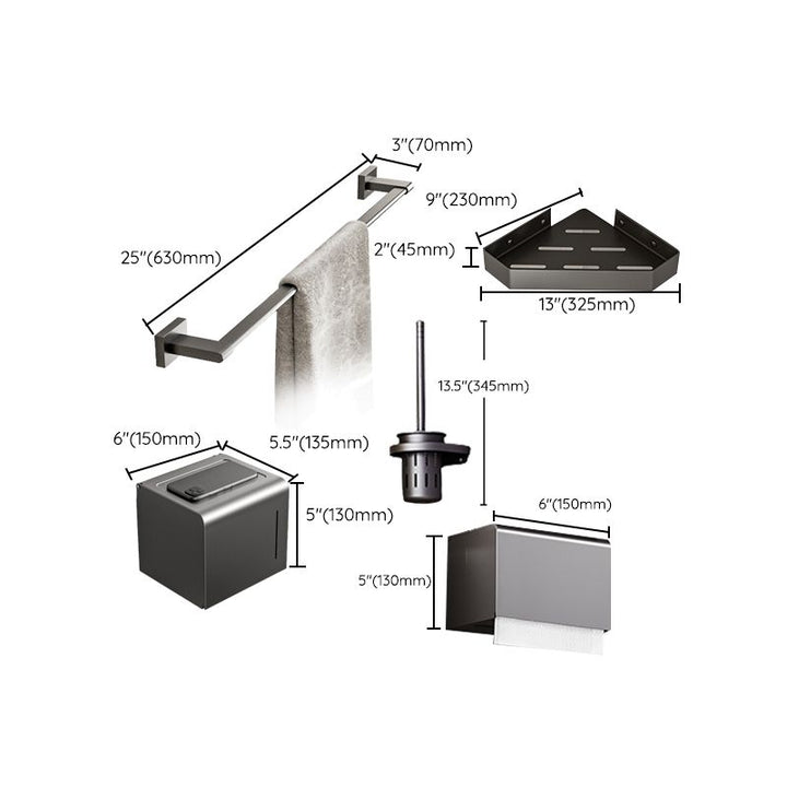 Lisslune | Modern bathroom accessory set bathroom shelf towel bar gray bath accessory set