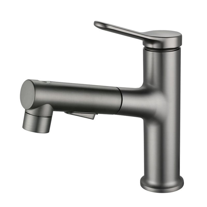 Lisslune | Modern Extendable Sink Faucet Bathroom Faucet Brass 1 Handle Sink Faucet with Water Hose