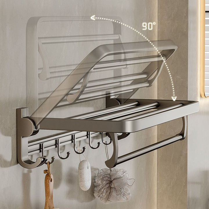 Lisslune | Modern Bathroom Accessories Set in Gray with Bathroom Shelf/Towel Holder/Bathrobe Hook & Paper Holder