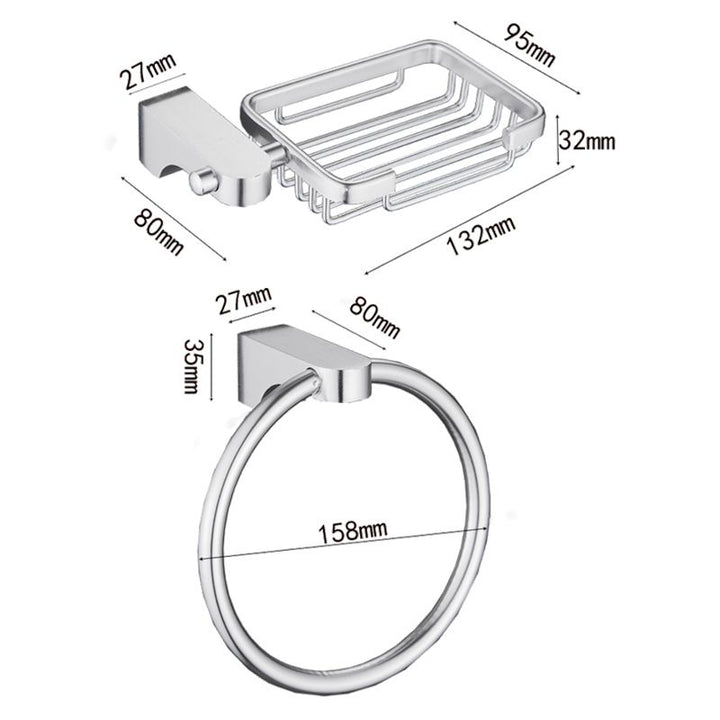 Lisslune | 6-piece Chrome Bathroom Accessory as Individual Piece or as Set with Towel Ring Bar