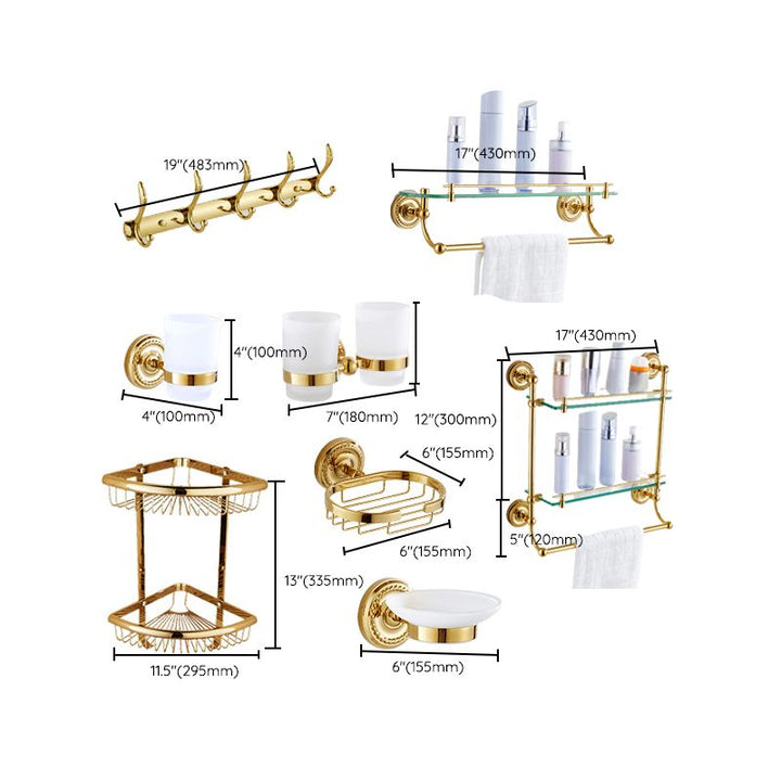 Lisslune | Traditional Golden Bathroom Accessories Set Copper Bathroom Set