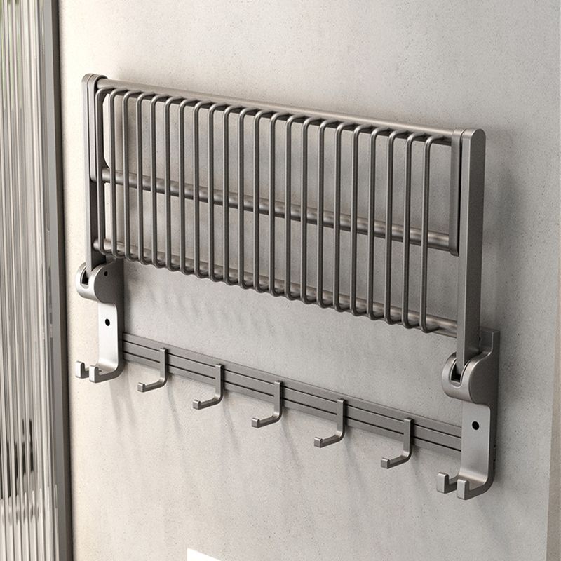 Lisslune | Gray contemporary bathroom accessory set Bathroom shelf/towel holder & bathrobe hook incl.