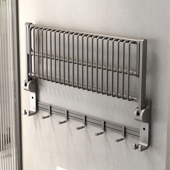 Lisslune | Gray contemporary bathroom accessory set Bathroom shelf/towel holder & bathrobe hook incl.