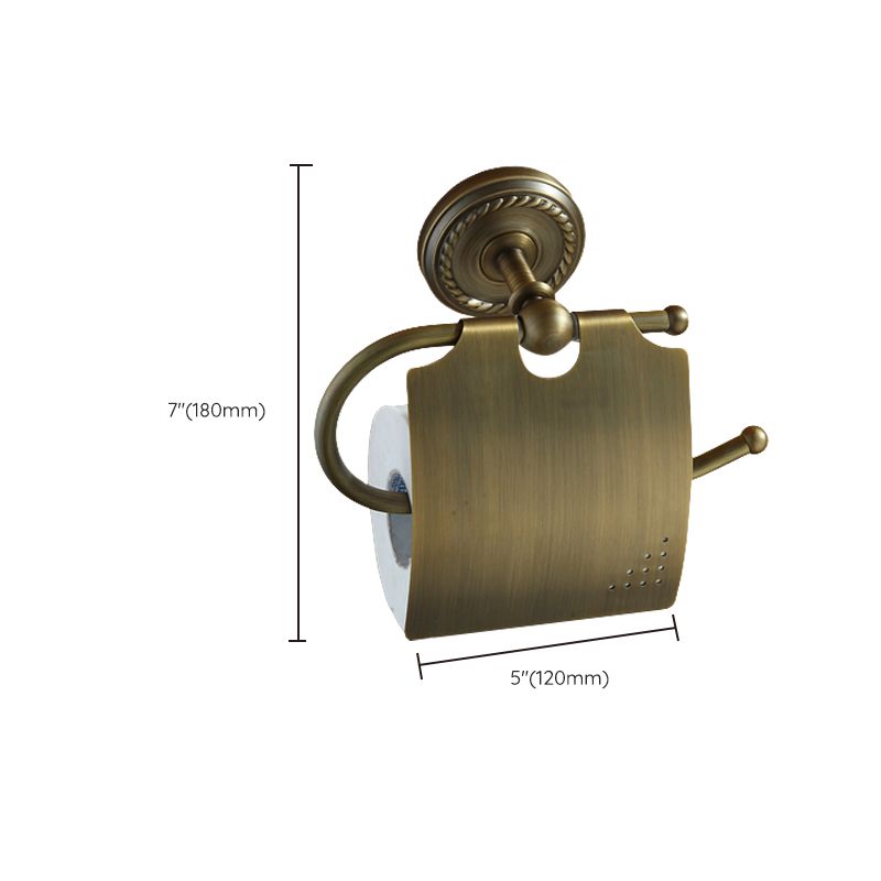 Lisslune | Worn Brass Traditional Bathroom Set with Bath Shelf/Paper Holder & Towel Bar