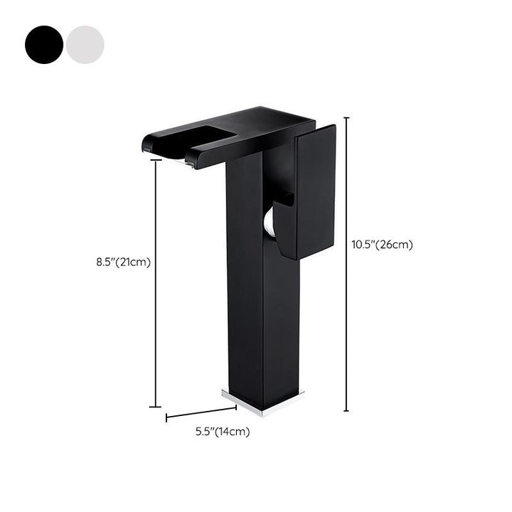 Lisslune | Modern Faucet for Sink Brass Lever Handles LED Waterfall Sink Faucet