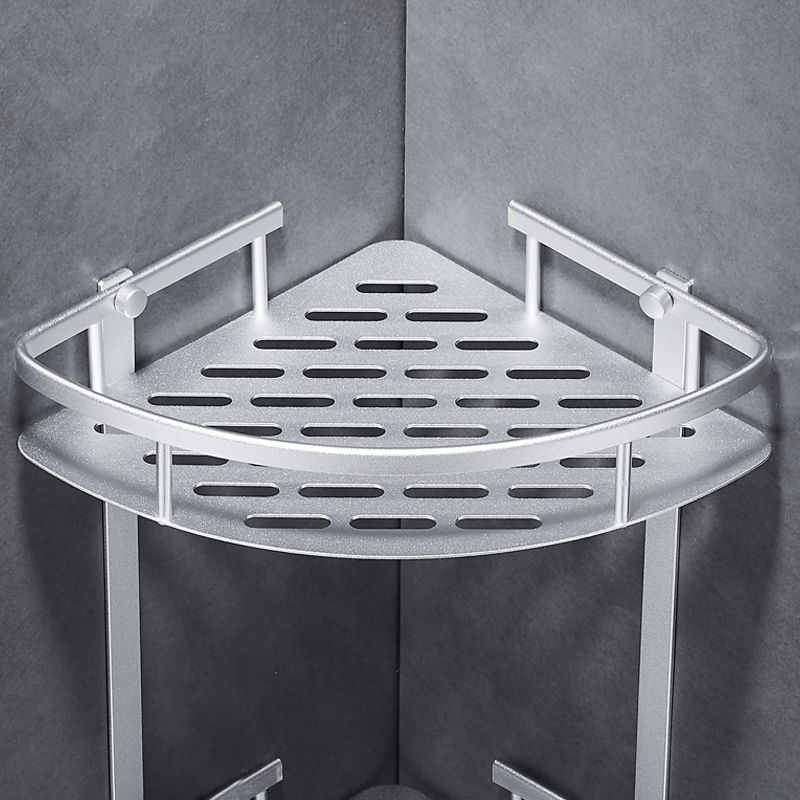 Lisslune | Silver Modern Bathroom Accessory Set with Bath Shelf/Towel Holder & Bathrobe Hook