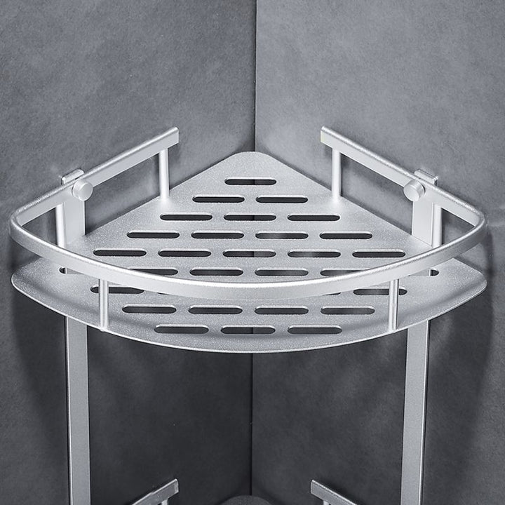 Lisslune | Silver Modern Bathroom Accessory Set with Bath Shelf/Towel Holder & Bathrobe Hook
