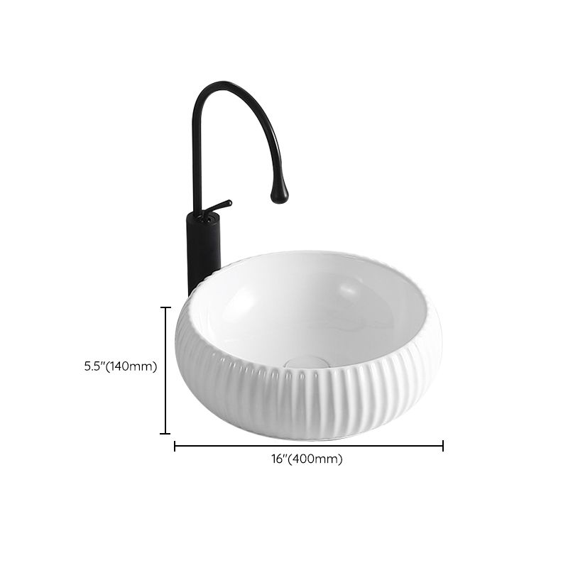 Lisslune | Modern Vessel Sink Porcelain Rectangular Vessel Sink (Not Included Faucet)
