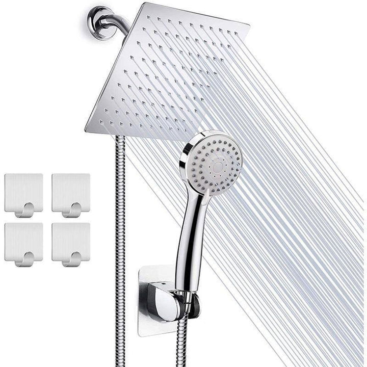 Lisslune | Modern Pull-Down Dual Showerhead Square High Arch Showerhead Combination