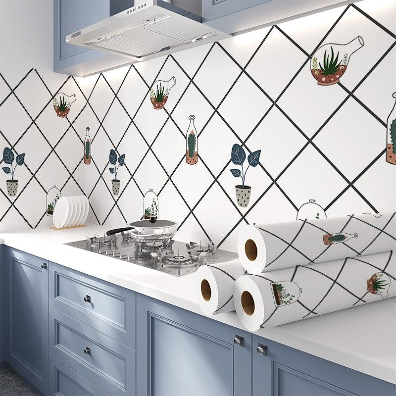 Lisslune | Modern Peel & Stick Mosaic Tiles Plastic Grid Peel and Stick Back Wall for the Kitchen