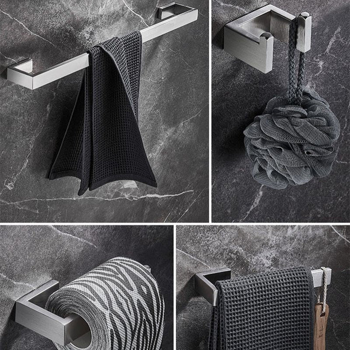 Lisslune | Stainless Steel Bathroom Set 4-piece Modern Style Simple Bathroom Accessory Set