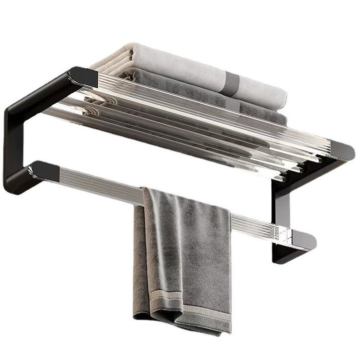 Lisslune | Mattes Black Bathroom Hardware Set Metal & Acrylic Bathroom Shelf/Towel Holder/Bathrobe Hook