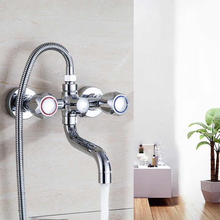 Lisslune | Chrome Bathroom Faucet Trim Wall-mounted Swing Faucet with Hand Shower