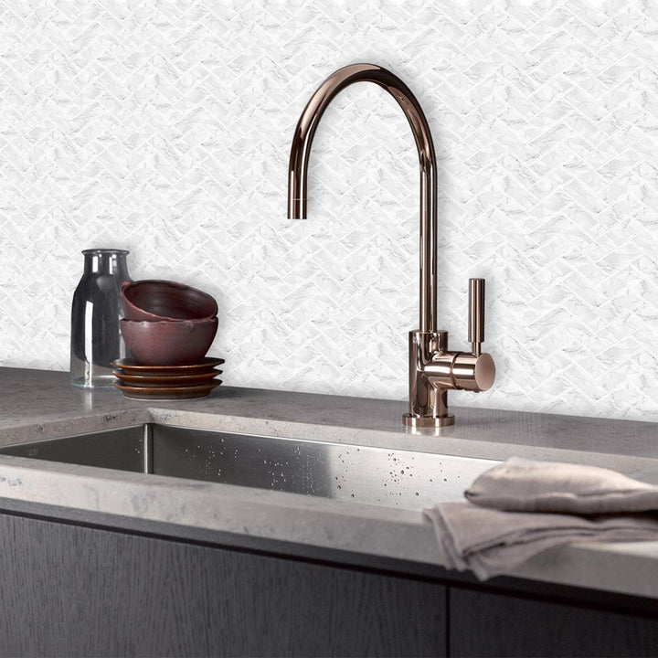 Lisslune | Square Peel & Stick Mosaic Tile Herringbone Peel and Stick Wall Tile