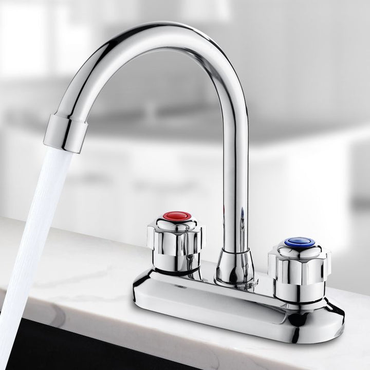 Lisslune | 2-Handle Brass Bathroom Faucet Modern High Arc Central Valve