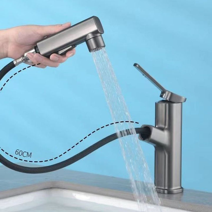 Lisslune | Modern Bathroom Sink Faucet with Brass Lever Handles and Swivel Spout