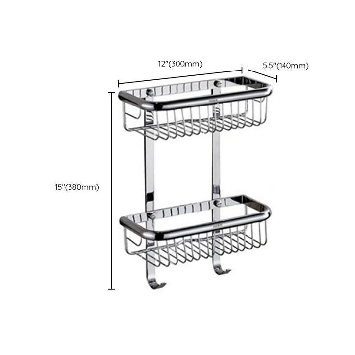 Lisslune | Polished Chrome Modern Bathroom Accessory Set Silver Towel Holder/Bath Shelf