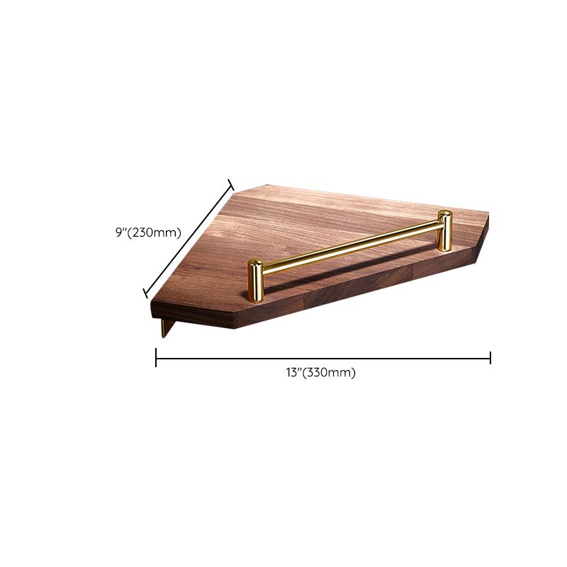 Lisslune | Polished Brass Bathroom Hardware Set Metal & Wood Bathroom Set with Bath Shelf/Towel Bar