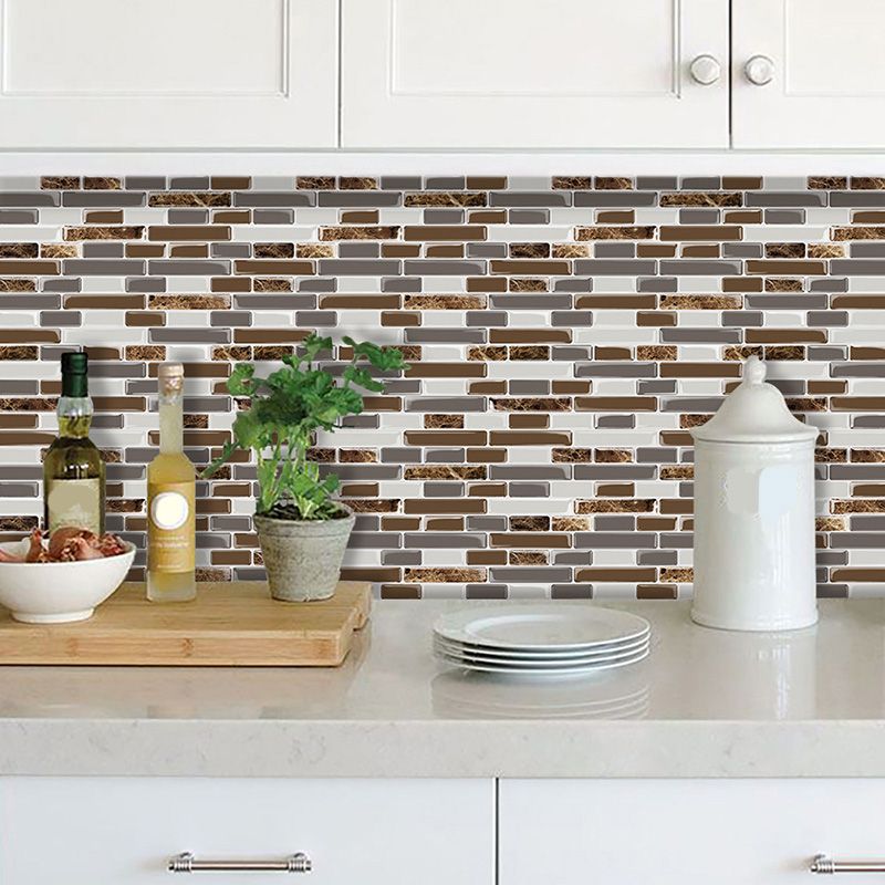 Lisslune | PVC Peel & Stick Tile Subway Rectangle Stain Resistant Peel & Stick Tile for the Kitchen