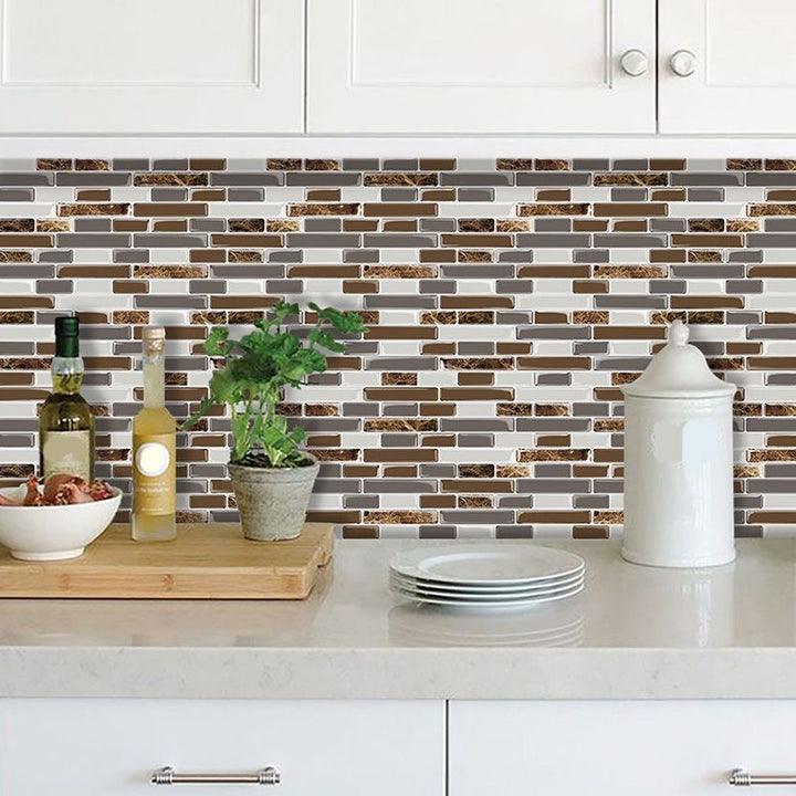 Lisslune | PVC Peel & Stick Tile Subway Rectangle Stain Resistant Peel & Stick Tile for the Kitchen