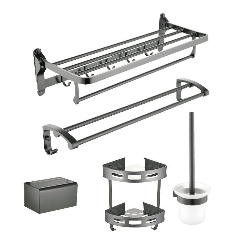 Lisslune | Contemporary Metal 5-piece Bathroom Accessories Set with Bath Shelf