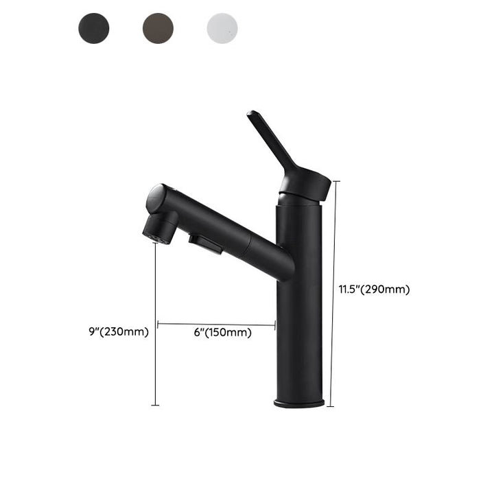 Lisslune | Bathroom Vessel Faucet Swivel Spout Single Handle Faucet with Pull-Out Spray Head