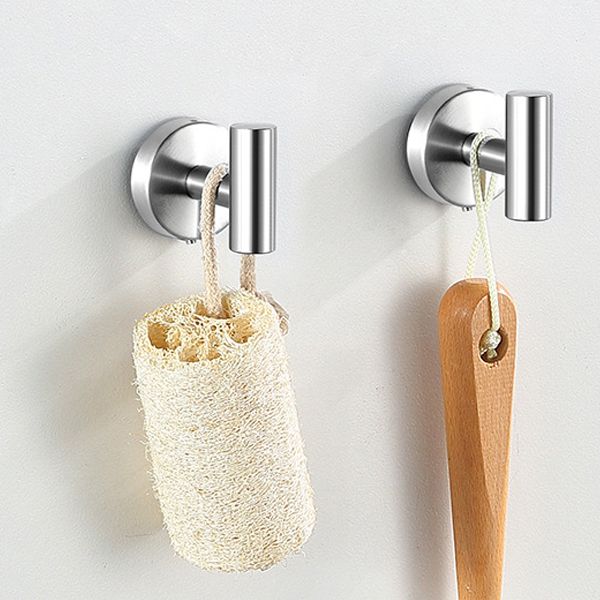 Lisslune | Modern Bathroom Hardware Set made of Stainless Steel Brushed Chrome Towel Bar/Ring & Bathrobe Hook