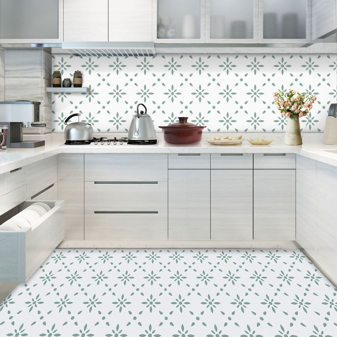 Lisslune | Print PVC Peel & Stick Tile Field Tile for Kitchen and Bathroom Back Wall