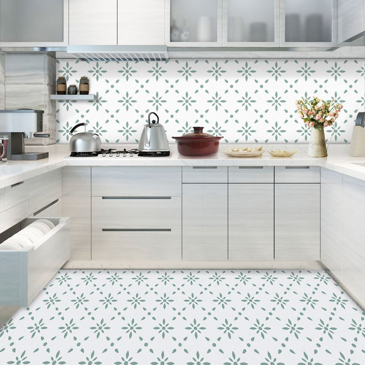 Lisslune | Print PVC Peel & Stick Tile Field Tile for Kitchen and Bathroom Back Wall