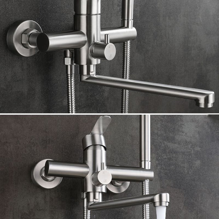 Lisslune | Wall-mounted metal bathtub filling low arch swivel bathtub mixer