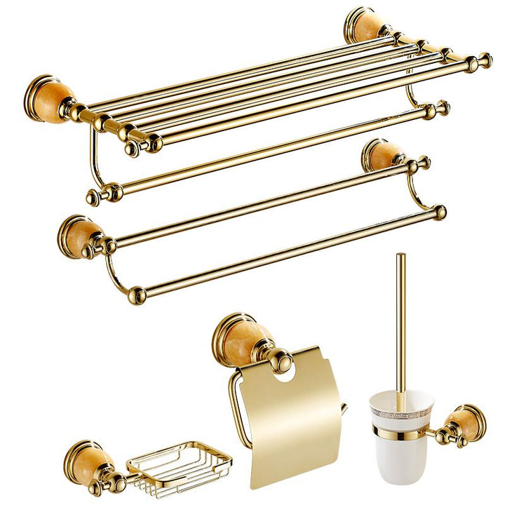 Lisslune | Polished Gold Bathroom Set Metal Bathroom Accessories Hardware Set
