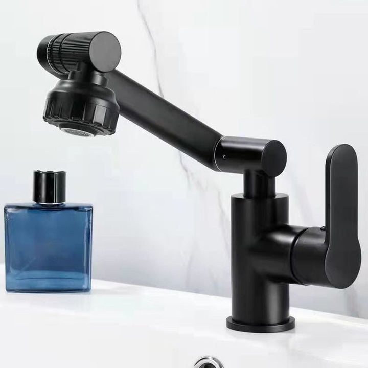 Lisslune | Modern sink faucet stainless steel lever handles swivel spout sink faucet