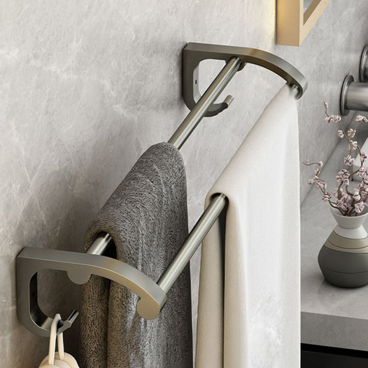 Lisslune | Modernism Aluminum Bathroom Accessory Set Gray Metal Bathroom Set with Towel Holder/Bath Shelf