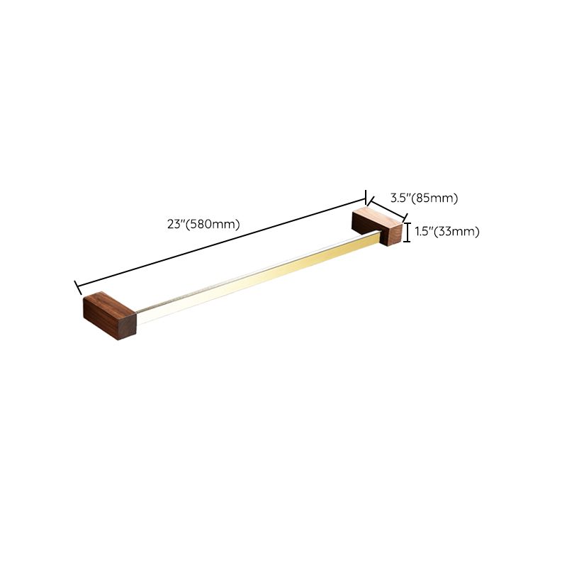 Lisslune | Polished Brass Bathroom Hardware Set Metal & Wood Bathroom Set with Bath Shelf/Towel Bar