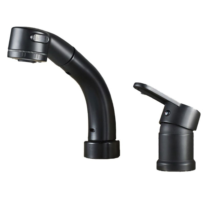 Lisslune | Modern Style Sink Faucet Copper Handle Low Arch Pull-out Sink Faucet